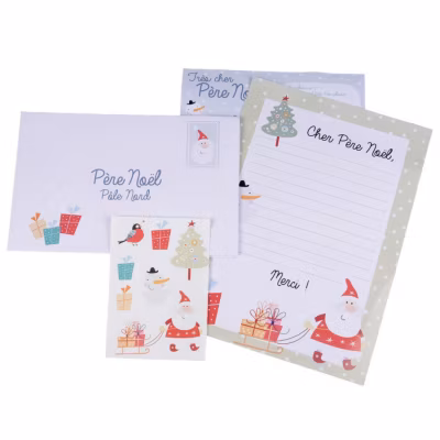 Kit 2 Lettres & Stickers « Père Noël » 32cm Blanc