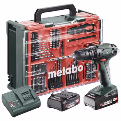 Metabo SB 18 L BL Set – Perceuse-visseuse à percussion sans fil 18 V, 48 Nm, coffret 78 pcs.