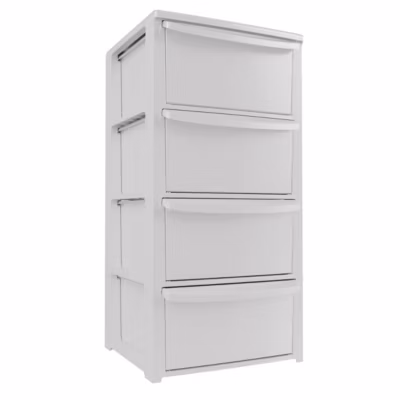 Commode 4 tiroirs Blanc – Meuble de Rangement Chambre Bureau Buanderie 39 x 38.5 x H 80.5 cm Art Plast