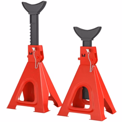 Lot de 2 chandelles – jusqu&rsquo;à 6000 Kg par chandelle – H.375-592 mm – 4 pieds – acier rouge noir