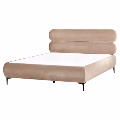 Lit avec sommier Velours LESSAY 160 x 200 cm Taupe