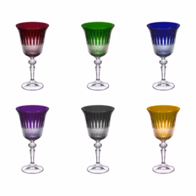 Coffret de 6 verres à pied 22 cl en cristallin taillé
