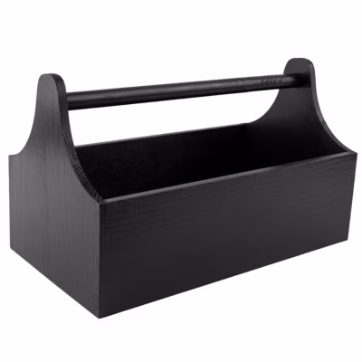 Creative Deco Boîte à Outils en Bois Noir 34 x 18 x 20,5 cm – Boîte Naturelle avec Poignée – Organisateur à Outils, Idée Cadeau