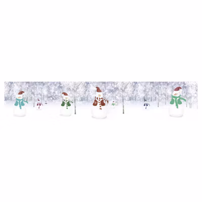 Brise vue imprimé BONHOMMES DE NEIGE, H.1 x L.5 m, 100% occultant, Made in France par Scenolia + kit de fixation offert