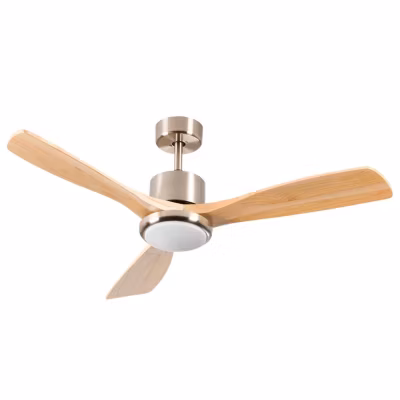 Ventilateur de Plafond avec Lumière 3 Pales 56W 6 Vitesses Alaska Bois Naturel O91
