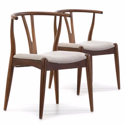 Pack 2 chaises Rustic, Couleur Noyer, Bois Massif, 55 cm x 54,5 cm x 76 cm