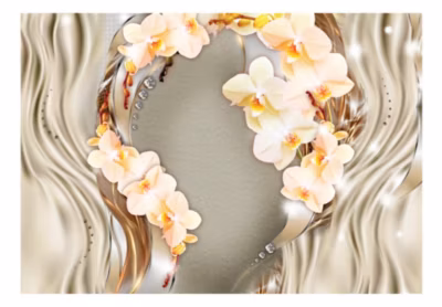 Papier peint intissé panoramique fleurs wreath of orchids 100×70 cm