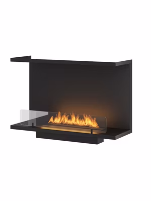 Cheminée au bioéthanol encastrable design C800 V2 avec vitre ouverte sur 3 côtés, brûleur 0,7 litre