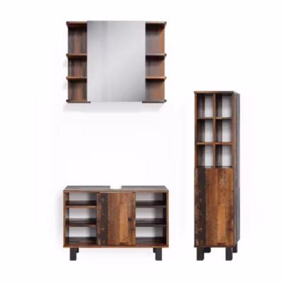 Vicco Ensemble meubles bain Chêne rustique 3 pièces, armoire basse 80 cm