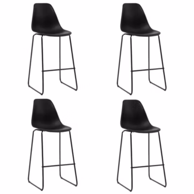 ZMH Chaises De Bar Lot De 4 Noir Plastique