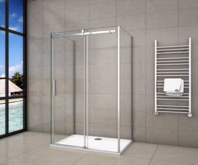 Cabine de douche 110x90x195 cm – verre 8 mm anticalcaire – porte coulissante – sans receveur