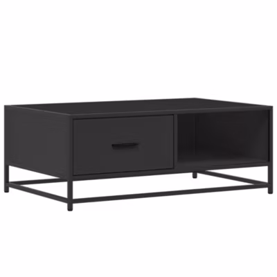 Table basse noir 90x57x35 cm bois d&rsquo;ingénierie et métal vidaXL