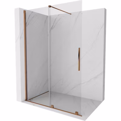 Mexen Velar paroi de douche coulissante Walk-in 140 x 200 cm, transparent 8 mm, or rose – 871-140-000-03-60