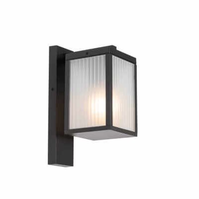 Lanterne murale d&rsquo;extérieur noire avec verre nervuré IP44 – Charlois