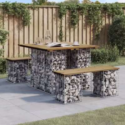 vidaXL Banc de jardin design gabion 100x102x72 cm bois de pin imprégné 834370