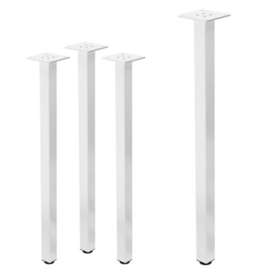 Lot de 4 pieds de table ML-Design H72 cm blanc brillant en acier profil carré 4×4 cm I-design