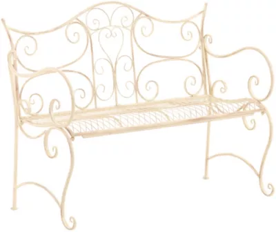 Banc de jardin en fer forgé, style rustique, extérieur terrasse balcon, pour 2 à 3 personnes Crèmeantique
