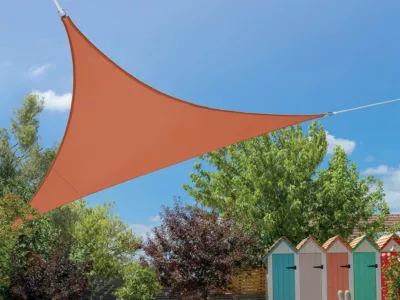 Voile d&rsquo;ombrage triangulaire Flex 3,60 x 3,60 x 3,60 m – Camel – Jardiline