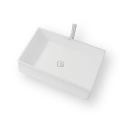OPIO – Vasque rectangulaire à poser – Design Elégant et Raffiné – Solide et Robuste – Entretien Facile – Blanc – 40 x 60 x 15 cm
