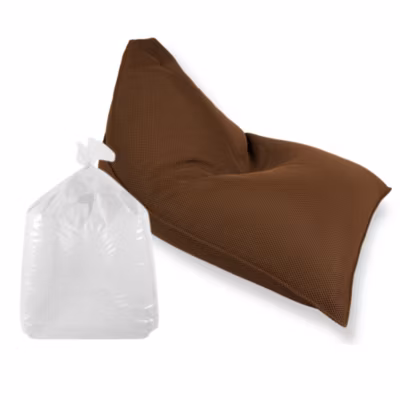 Soo Santaï Set Lazy Bro fauteuil poire + polystyrène 140 x 120 x 90cm intérieur & extérieur, déhoussable et résistant aux UV, Brun