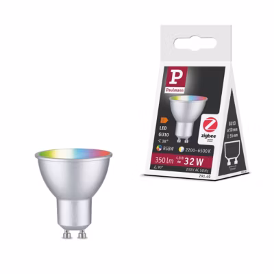 Standard 230 V Smart Home Zigbee 3.0 Réflecteur LED GU10 350lm 4,8W RGBW+ gradable Chrome mat