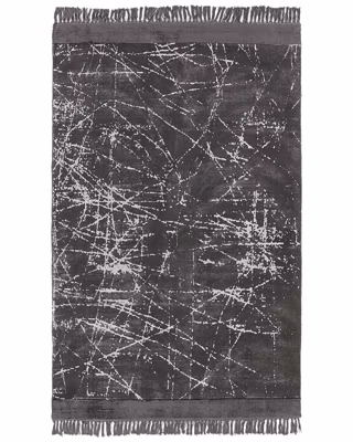 Tapis HANLI Gris foncé 160 x 230 cm Soie artificielle