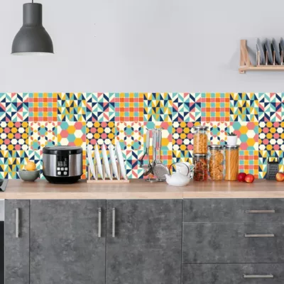 Crédence adhésive carrelage style retro 80 60×200 cm