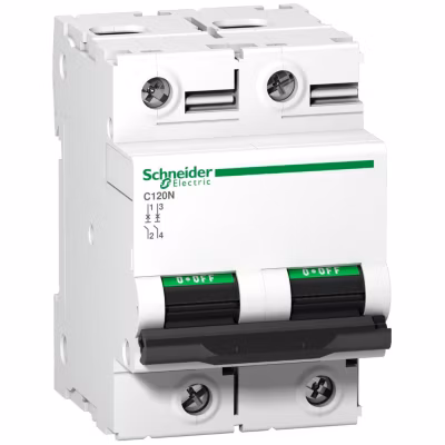 A9n18361 Schneider C120n Disjoncteur Bipolaire Schneider 80 A – 2p – Courbe C – 10ka – à Vis