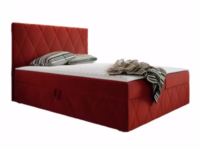 Lit continental Comfivo 225, Double, Rouge, Tissu, Disponible