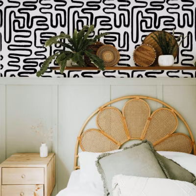 Papier peint adhésif jardin zen noir en vinyle lavable et amovible – 1 rouleau 50×300 cm – Decochic
