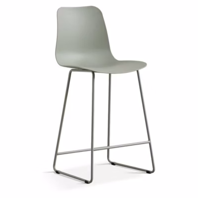 Chaise de comptoir MARIO  PP gris-vert  Pieds en métal  Hauteur 100,5 cm  Style moderne