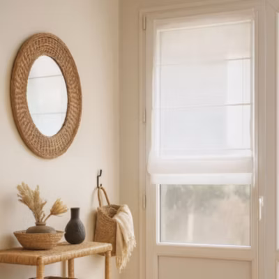 Store bateau en étamine blanc (45×180 cm – Blanc)
