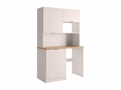 Meuble multifonction kitchenette et buanderie – Avec plan de travail 120 cm – Beige et naturel – CARMEO