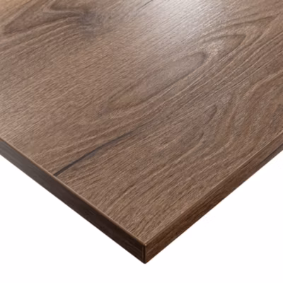 Plateau laminé chêne chocolat 68 x 68 cm pour bureau, table, table basse