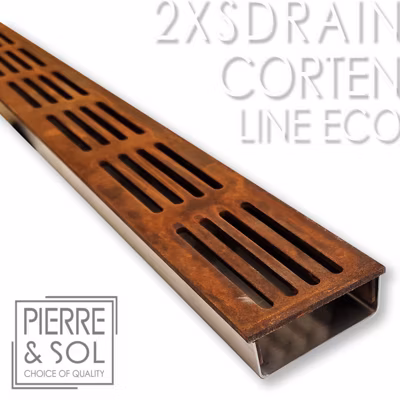 Caniveau Inox Hauteur 2,5 cm – 2XSDRAIN EASY Grille Acier Corten – LINE ECO –       Caniveau de 50 cm
