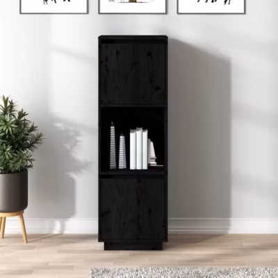 814363 vidaXL Buffet Noir 38x35x117 cm Bois massif de pin