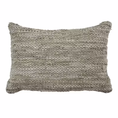 Coussin en cuir tressé beige naturel 60×40