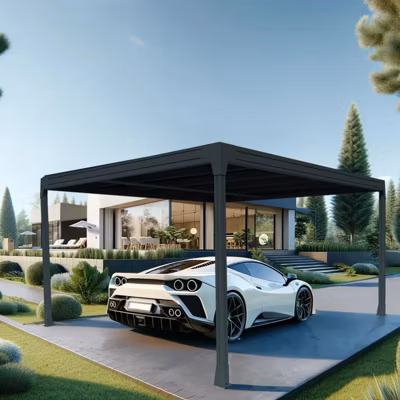 Carport solaire îlot HITIA Gris Anthracite 4,666m x 3,956m