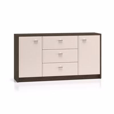 Buffet 2 portes 3 tiroirs Kaius Cachemire et Bois fonce
