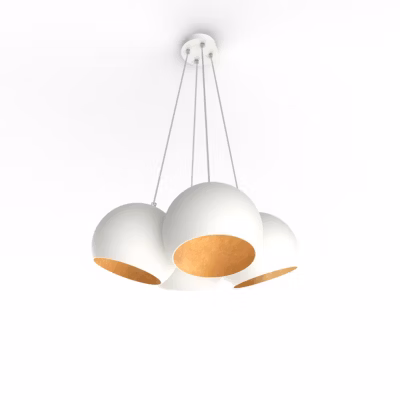 LUMICOM – JOE Suspension, 4X E27, max 42W, métal, blanc /feuille d&rsquo;or, D.25cm