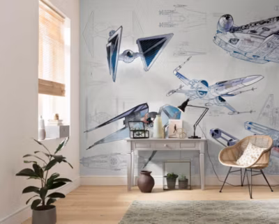 Papier peint panoramique sur intissée de Komar – Star Wars Blueprint Light – Taille: 400 x 280 cm