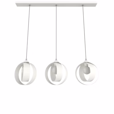 LUMICOM – NUCLEO BINARIO Suspension, 3XE27, max 42W, metallo, blanc, D.25cm