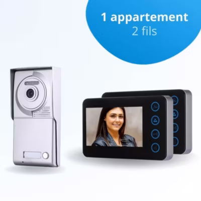 Portier interphone vidéo neo 2 fils – 1 appartement – 2 écrans noirs