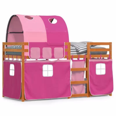 Cadre de lit, Lit superposé sans matelas rose 75×190 cm bois de pin massif