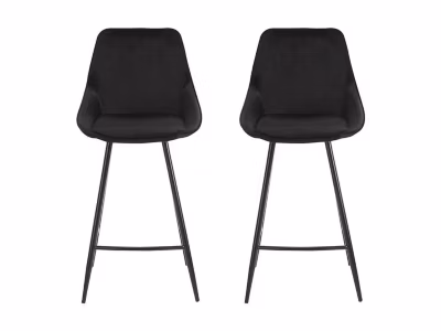 Lot de 2 tabourets de bar – Velours – Noir – MASURIE