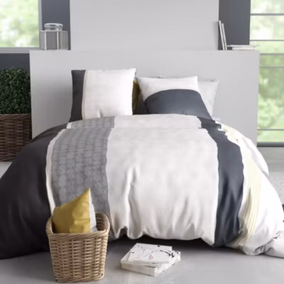 Housse de couette 260×240 + 2 taies en coton 57 fils