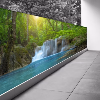 Brise vue Trompe l&rsquo;oeil – 110×440 cm – Cascades 3617689694184