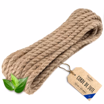 Creative Deco 10m Corde de Jute Epaisseur 10mm – Personnalisation Possible Tous les 5m – Corde Solide – Torsadé Fibres Naturelles