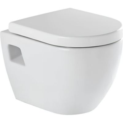 Pack WC suspendu céramique traditionnelle SANINDUSA Sanibold blanc (Cuvette + Abattant WC frein de chute)