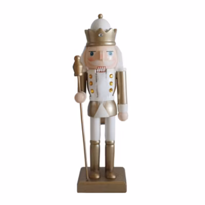 Casse-noisette de Noël Rebecca Mobili Djede 25×6,5×7,5 Bois Blanc Or Classique